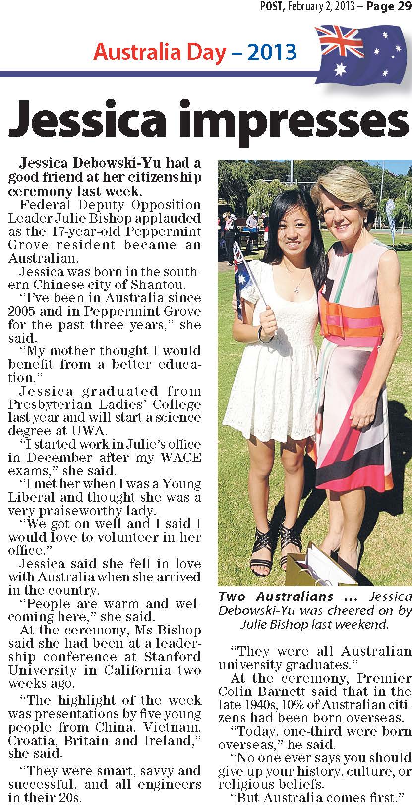 post newspaper – jessica impresses